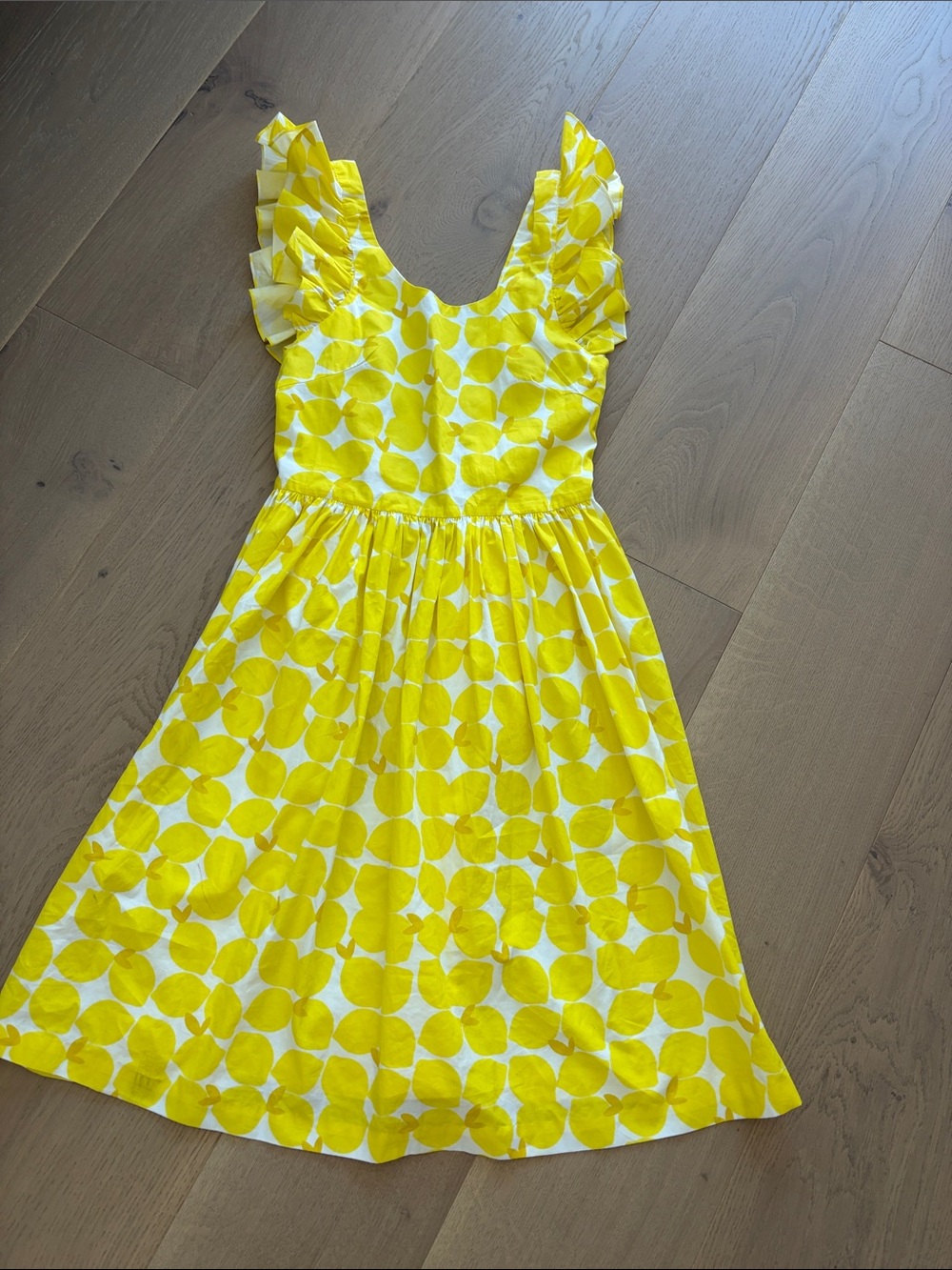 Sunny Yellow Polka Ruffle Sleeve Dress for Girls